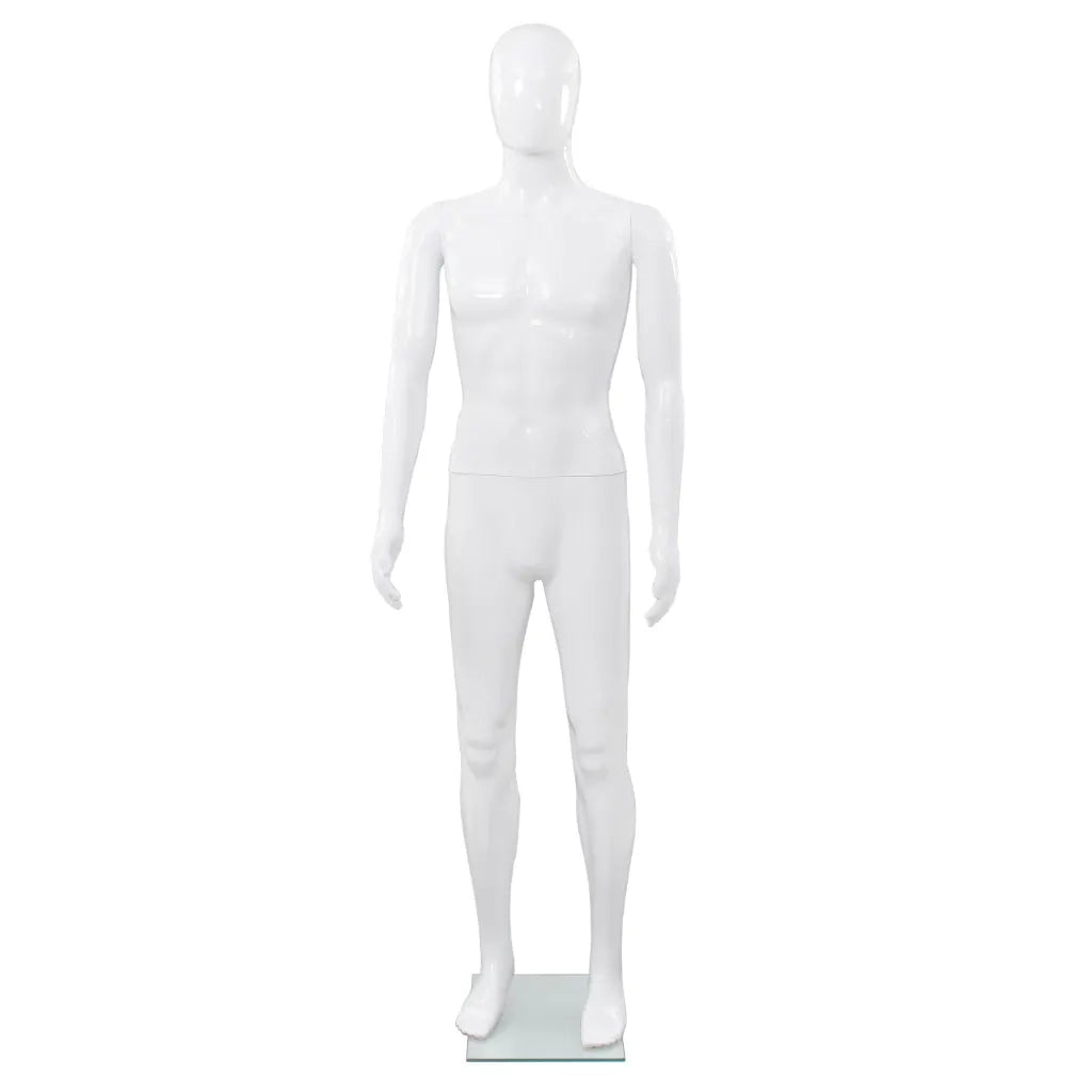 Manichino Uomo Figura Intera Base in Vetro 185 cm Bianco Lucido CFW4774452