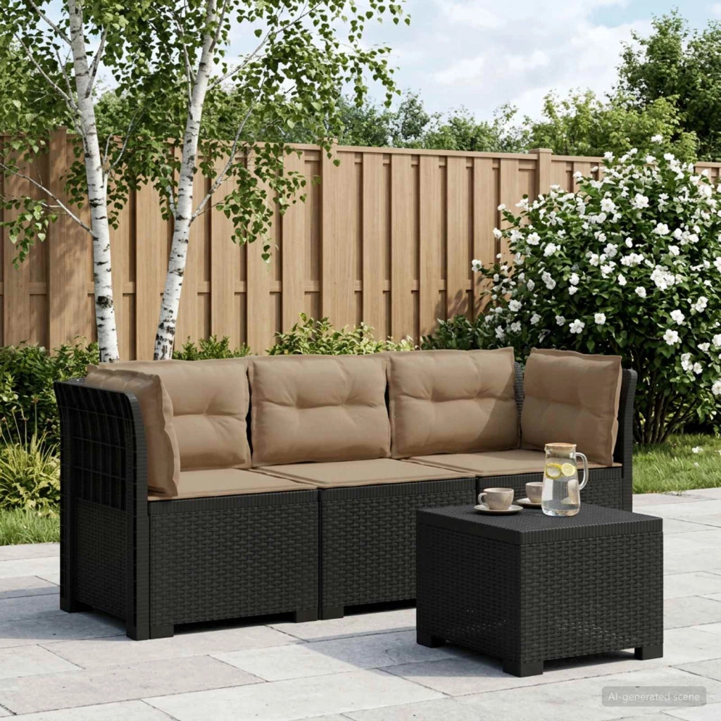 Divano da giardino 3 posti con cuscini in look rattan PP 3443836