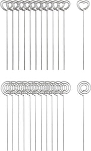Pacchetto di 60 supporti per foto, cartelli, clip metalliche, numeri per tavola per matrimonio, festa, decorazione torta, rotondi e a forma di cuore.