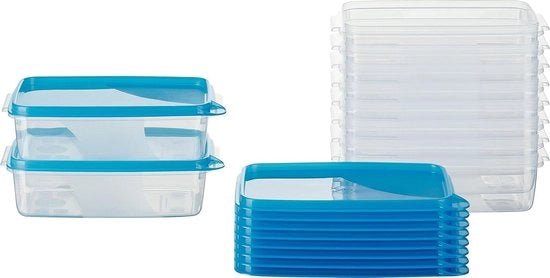 Contenitore per Congelatore Blu da 0,5 L Rettilineo - Qualità Austriaca - 10 pezzi (Piso 10x15x5 cm)