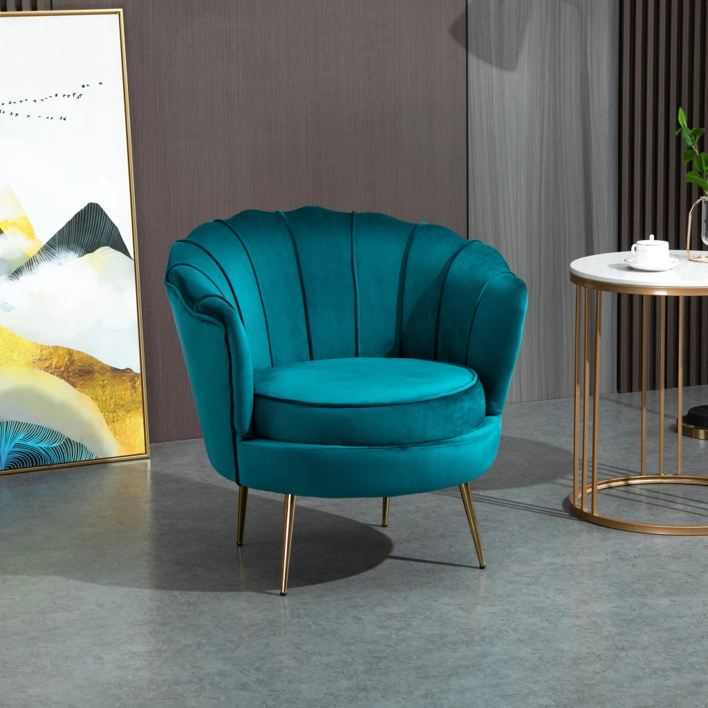 Poltrona Vintage Imbottita in Velluto ¨C zephmum ¨C Verde Petrolio 79x77x77cm