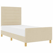 Letto singolo | Letto per adulti | Struttura del letto con testiera Crema 90 x 190 cm Tessuto
