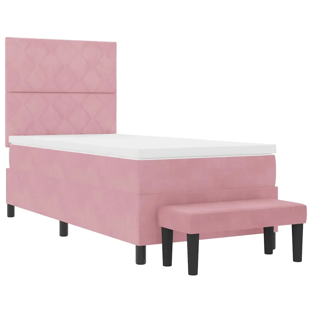 Letto a molle con testiera Rosa 190 x 90 cm Velluto 3344551