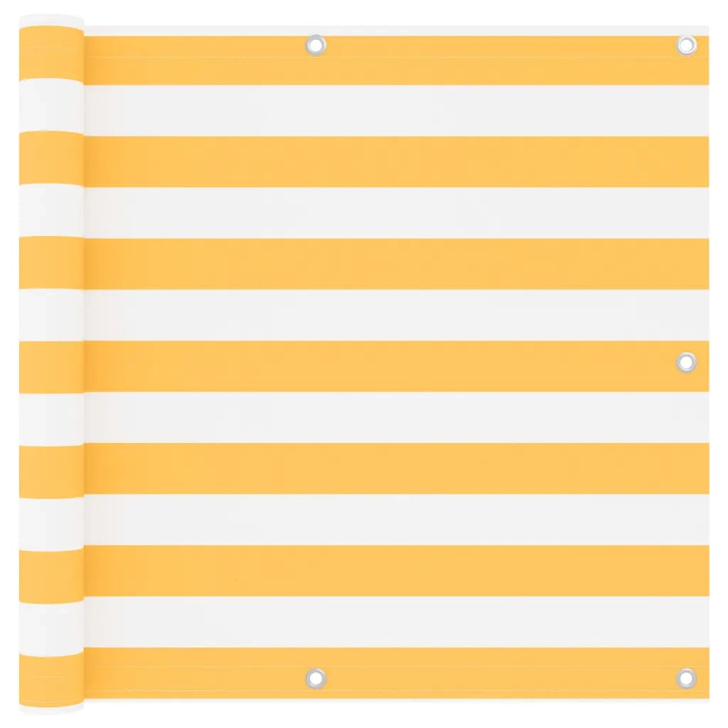 Paravento da Balcone Bianco e Giallo 90x300 cm Tessuto Oxford