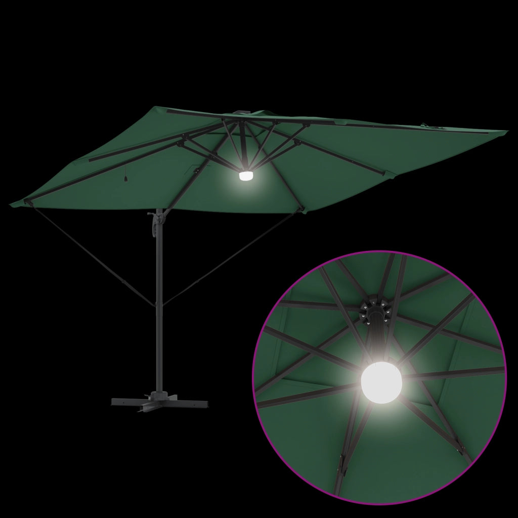 Ombrellone a Sbalzo Roma con LED Verde 286x285x270 cm Alluminio