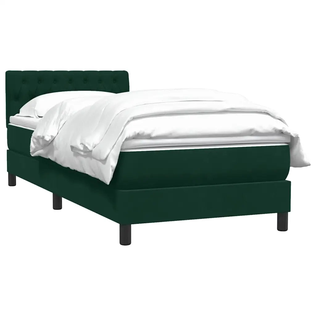 Giroletto a Molle con Materasso Verde Scuro 80x220 cm Velluto