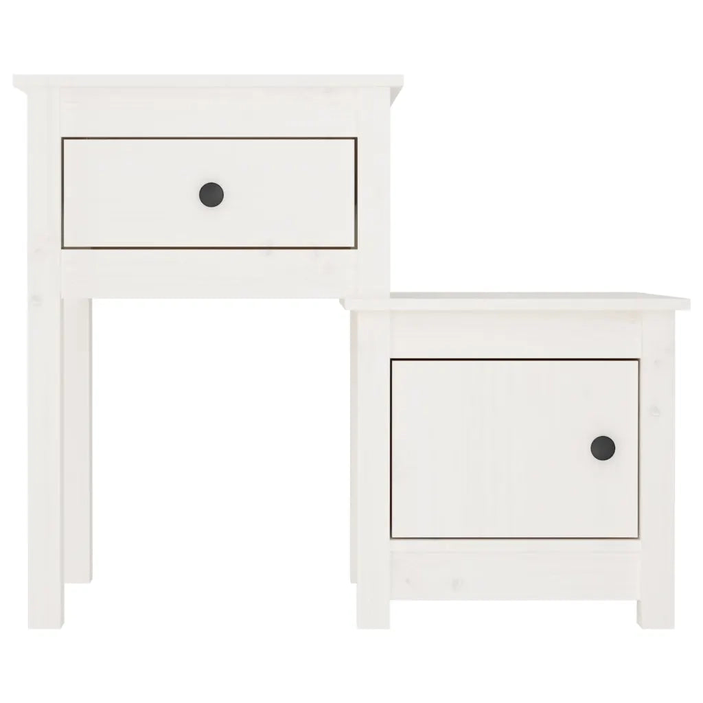 Comodini 2 pz Bianchi 79,5x38x65,5 cm in Legno Massello di Pino