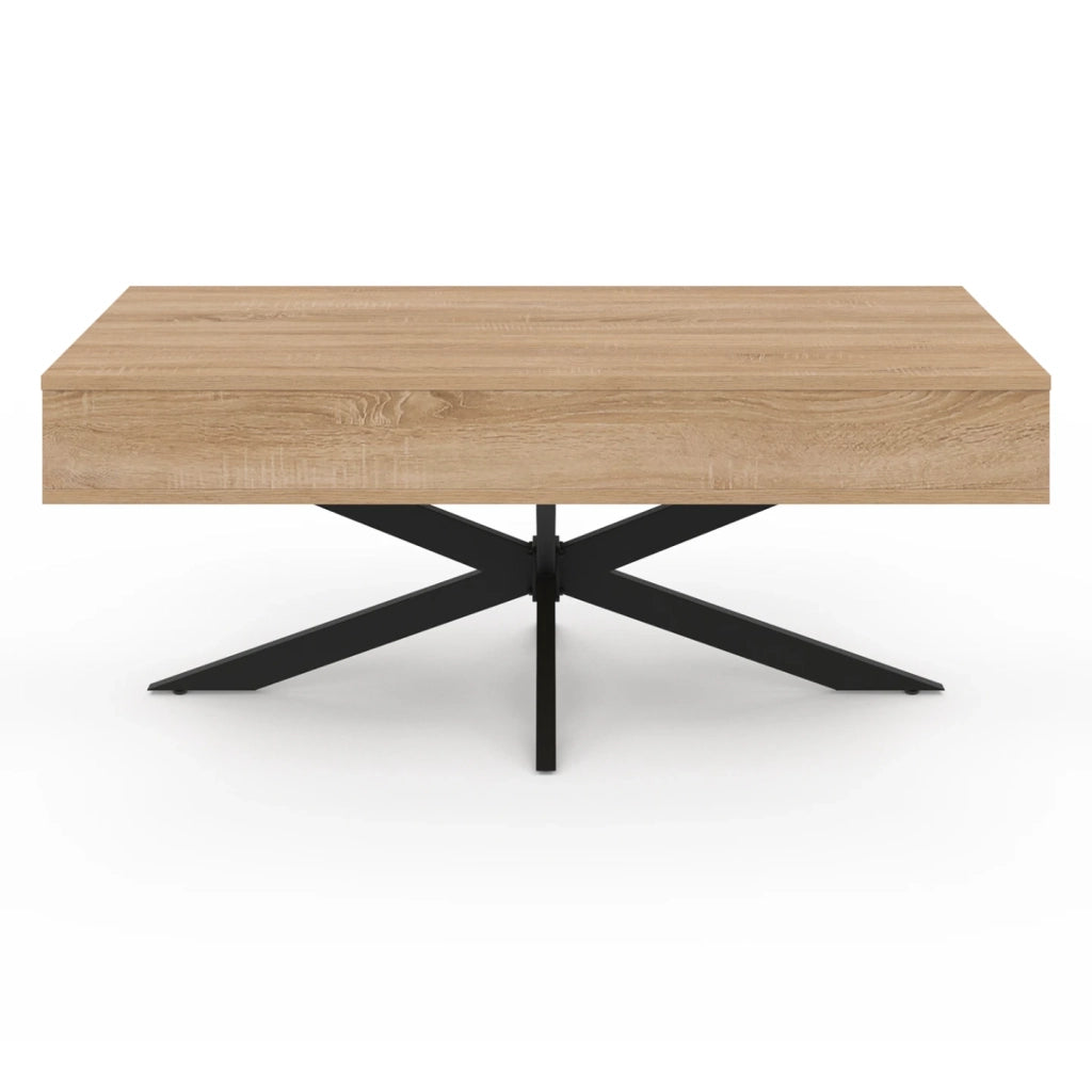 IDMarket - Tavolino rettangolare ALIX da 100 cm con piano sollevabile e gambe a ragno in legno e nero