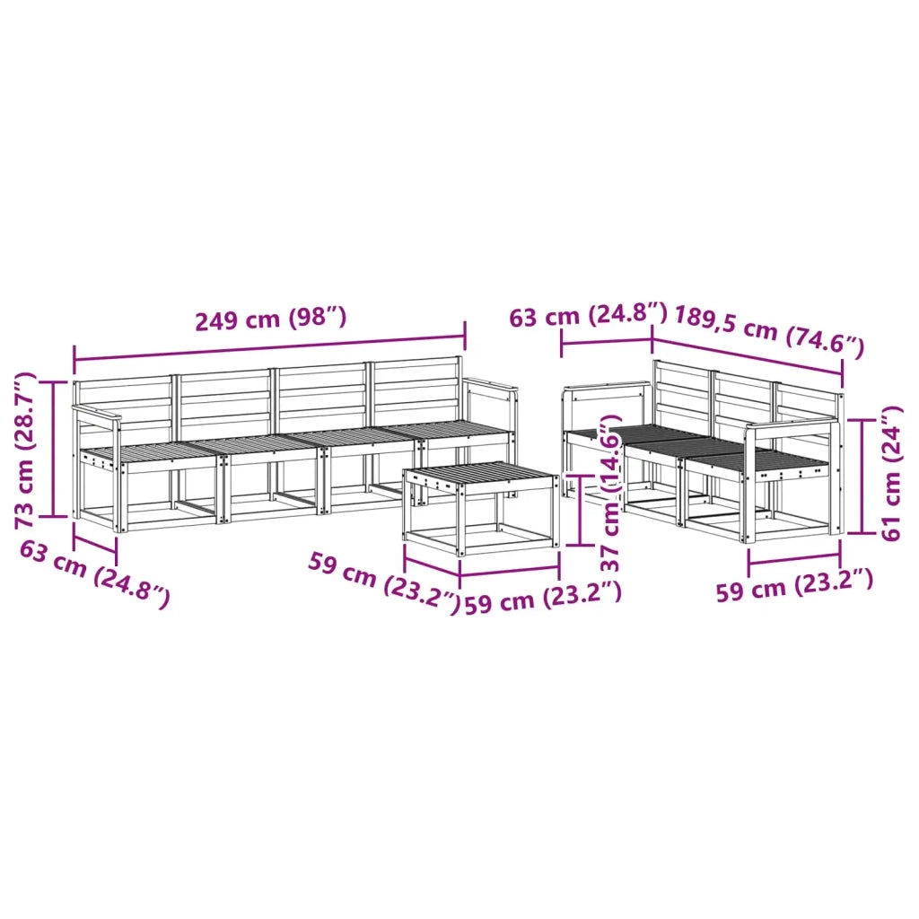 Set di divani da esterno 8 pcs Bianco 59 x 59 x 37 cm 3387338