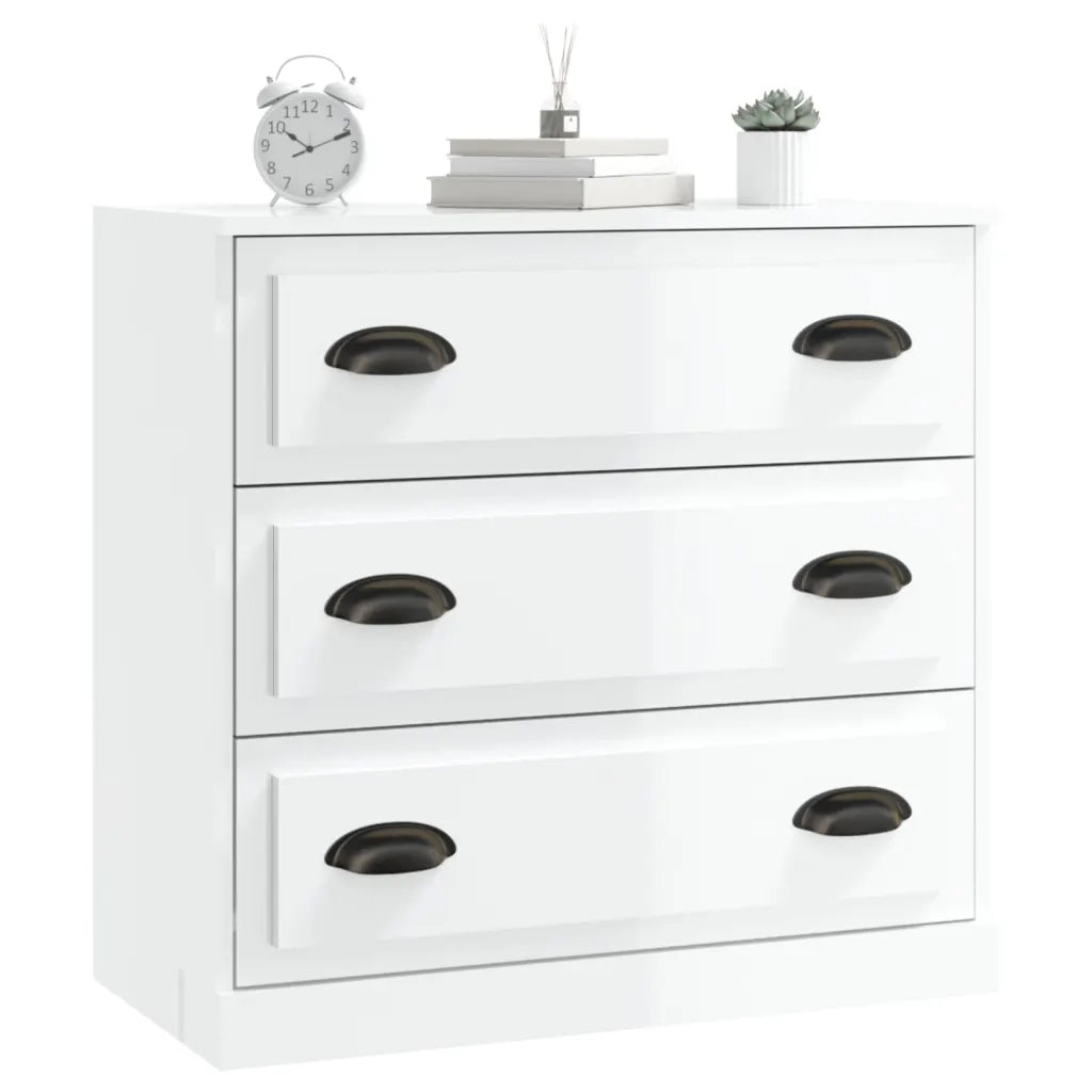 Credenza | Madia | Buffet da pranzo | Armadio da pranzo Bianco Lucido 70x35,5x67,5 cm in Legno Multistrato