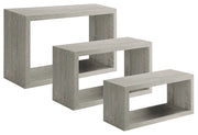 Set 3 Mensole da Parete Rettangolare in Fibra di Legno Trittico Rovere Grigio New
