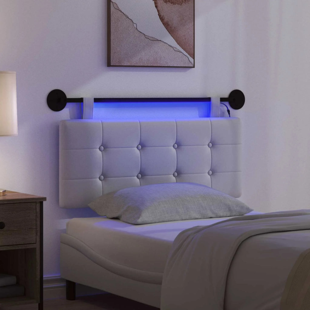 Testiera sospesa Con luce LED Bianco Similpelle