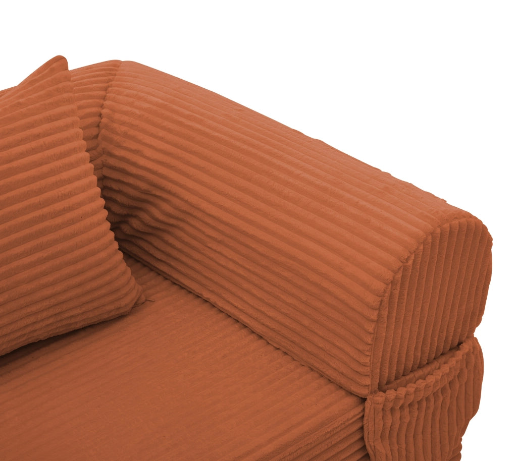 Poltrona convertibile 2 in 1 salvaspazio con funzione letto e cuscino, in tessuto corduroy arancione