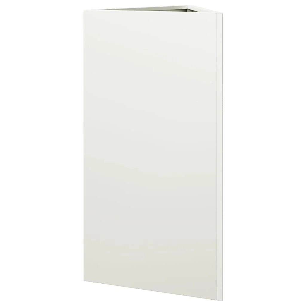Fioriera rialzata per piante fiori giardino terrazze set da 2 triangolare 40 x 34,5 x 70 cm acciaio bianco 02_0039099