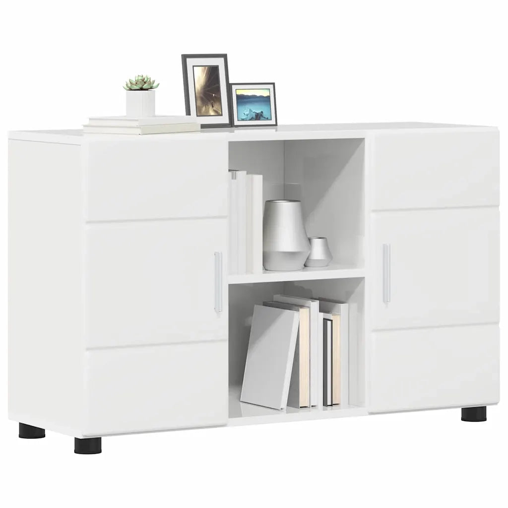 Credenza | Madia | Buffet da pranzo | Armadio da pranzo con porta FLORIN Bianco Lucido 88,5 x 30,5 x 55,5 cm
