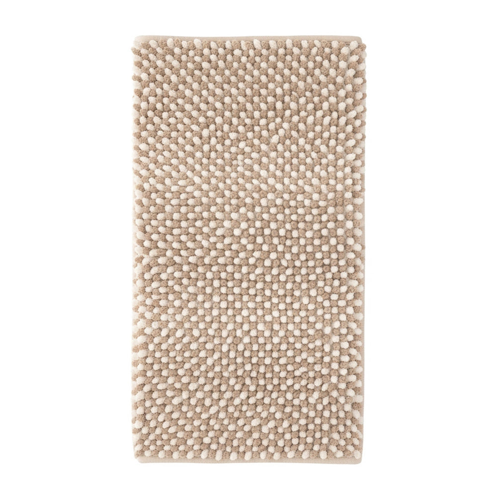 Tappeto bagno in ciniglia beige super soft 50x80 cm con retro antiscivolo Marea