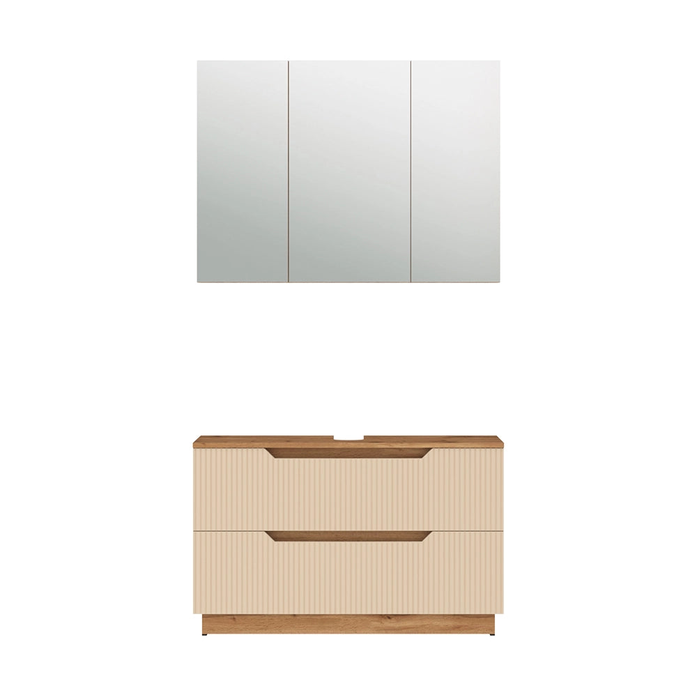 Vicco Set di mobili da bagno Rovere/cashmere a righe 2 parti