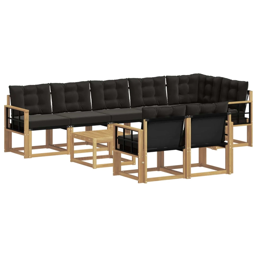 Set di divani da esterno con cuscino 9 pcs Bianco e Nero 3389626
