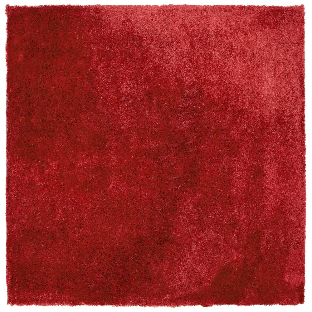 Tappeto shaggy in misto cotone e poliestere rosso 200 x 200 cm soffice pelo denso