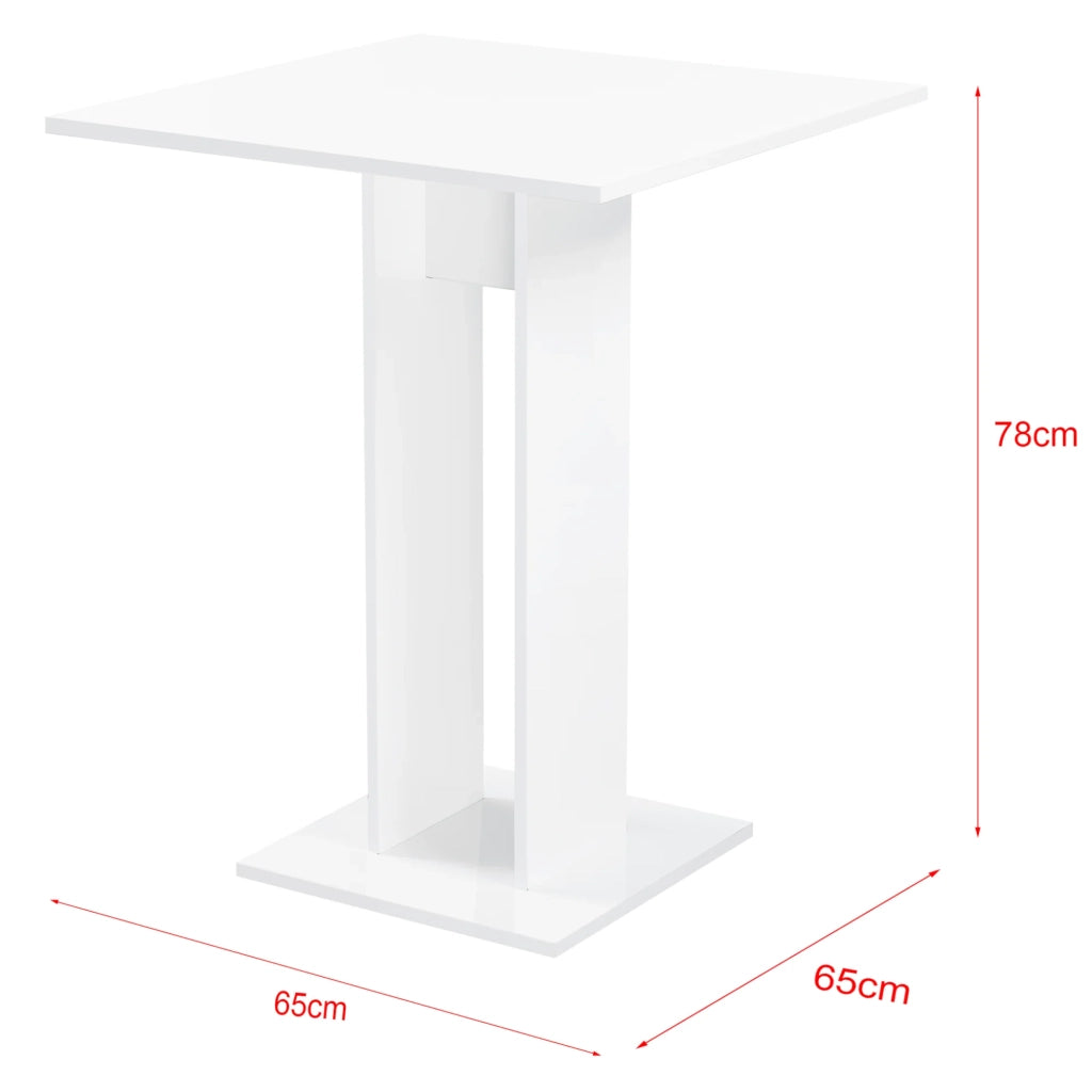 Tavolo da pranzo quadrato per sala da pranzo cucina soggiorno 78 cm bianco lucido 03_0006120