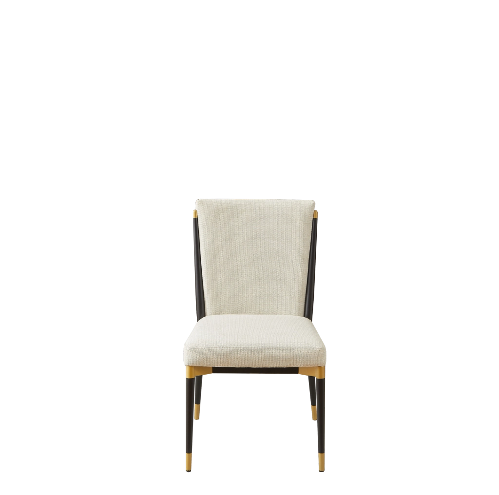 Set di 2 sedie da pranzo beige con struttura nero-oro