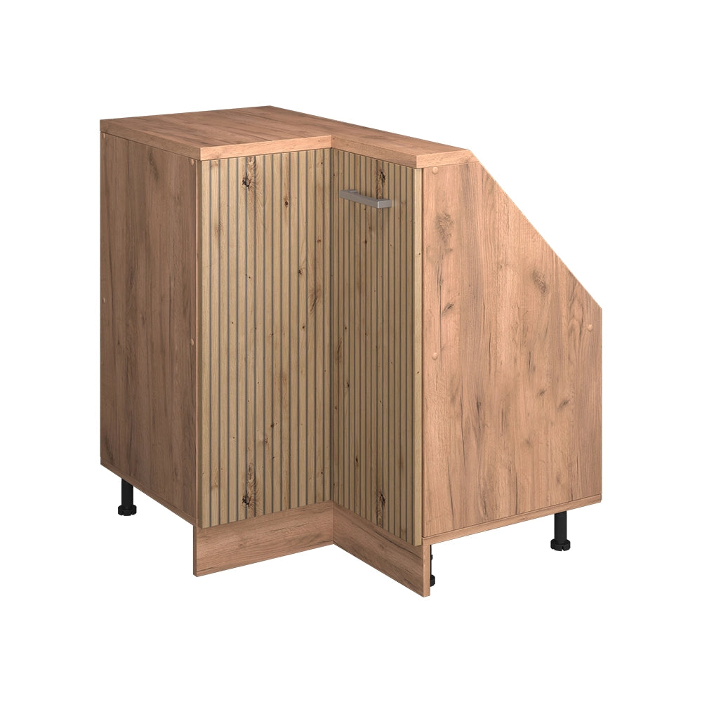 Mobile cucina angolare per sottotetto R-Line Rovere artigianale/Rovere dorato 75.6 cm con 1 porta Vicco