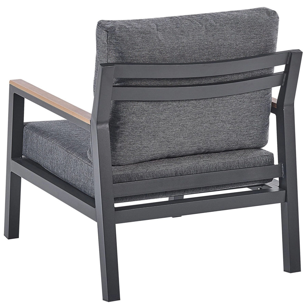 Set Divani Per Esterni Con Struttura In Alluminio Grigio Scuro Divani Poltrone Con Cuscini In Poliestere Tavolino Design Moderno