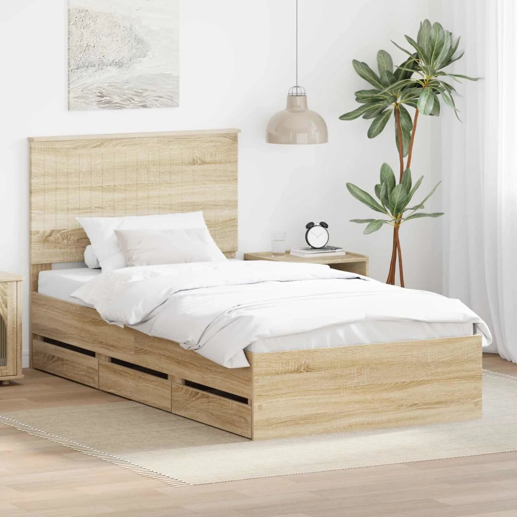 Struttura del letto con cassetto Rovere Sonoma 100 x 200 cm 3411147