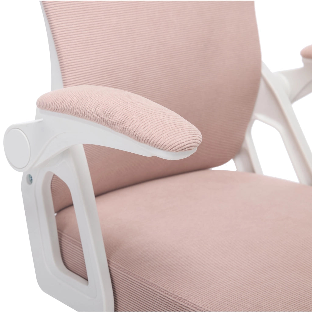 Sedia da ufficio con braccioli pieghevoli e altezza regolabile imbottita rosa