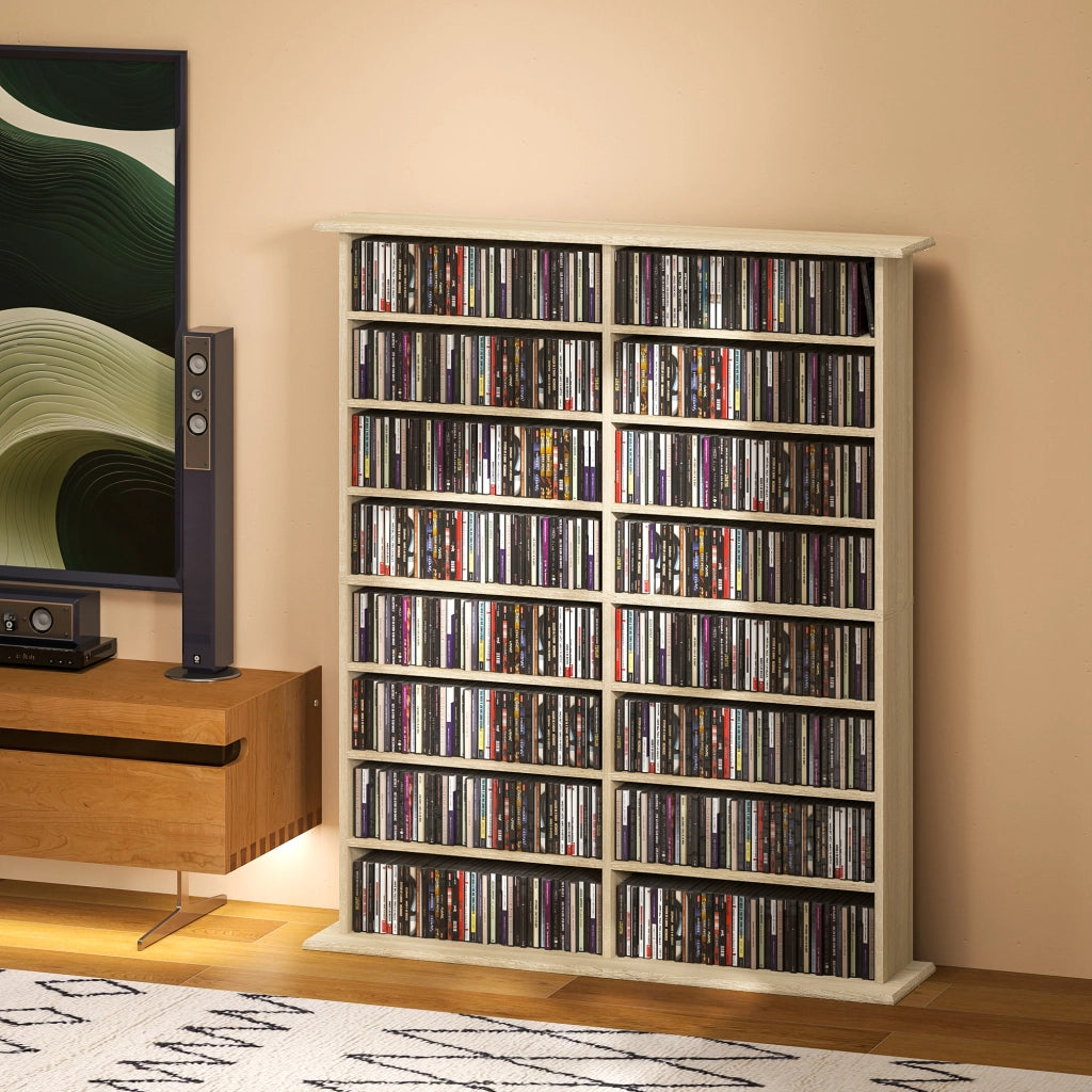 Libreria CD 16 Ripiani Moderna in Legno ¨C zephmum ¨C Naturale 106.5x24x126.3 cm