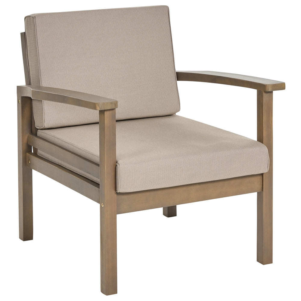 Set Divani Da Giardino Taupe Cuscini In marrone scuro Di Acacia Certificato 4 Posti Con Tavolo Set