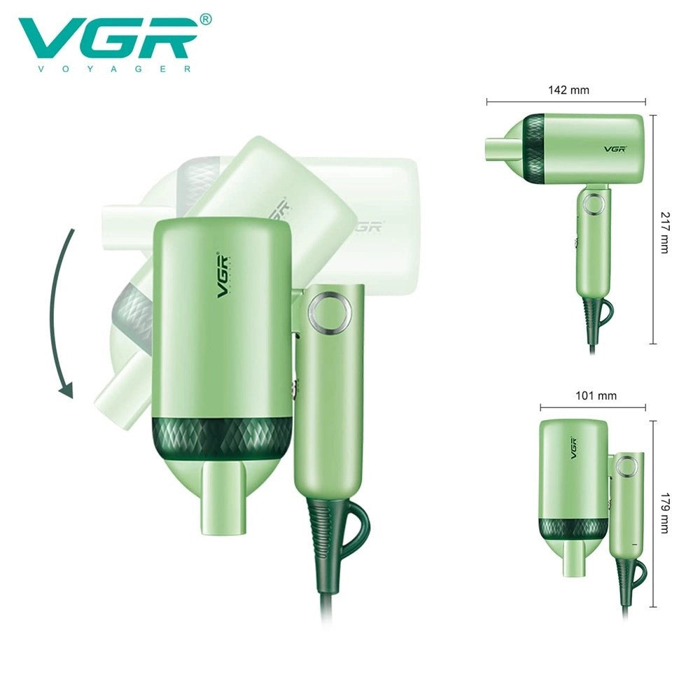 Trade Shop - Mini Asciugacapelli Richiudibile 1200w Professionale 2 Velocità Concentratore V-421 -