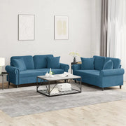 Set di Divani 2 pz con Cuscini Blu in Velluto 3202239