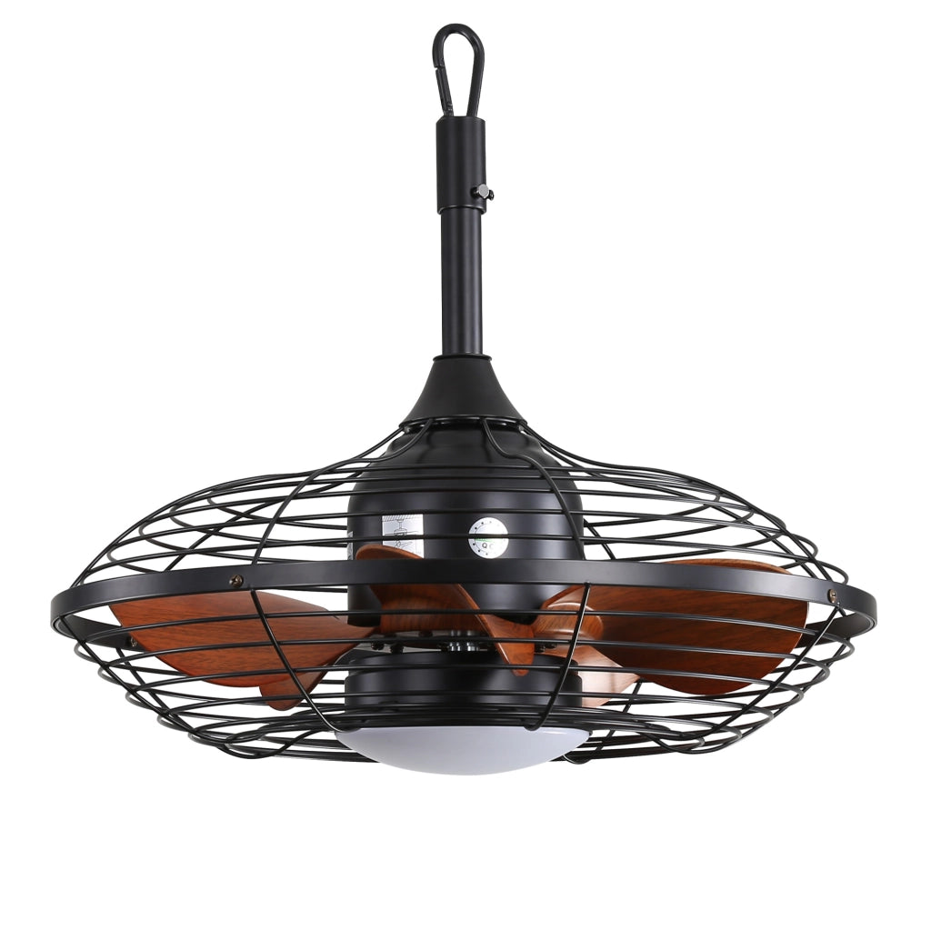 Ventilatore da soffitto nero con luce LED, motore DC reversibile e telecomando