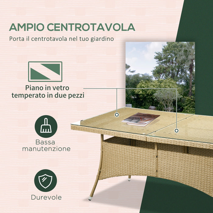 Set Tavolo e 6 Sedie da Giardino in in Rattan Sabbia e Beige