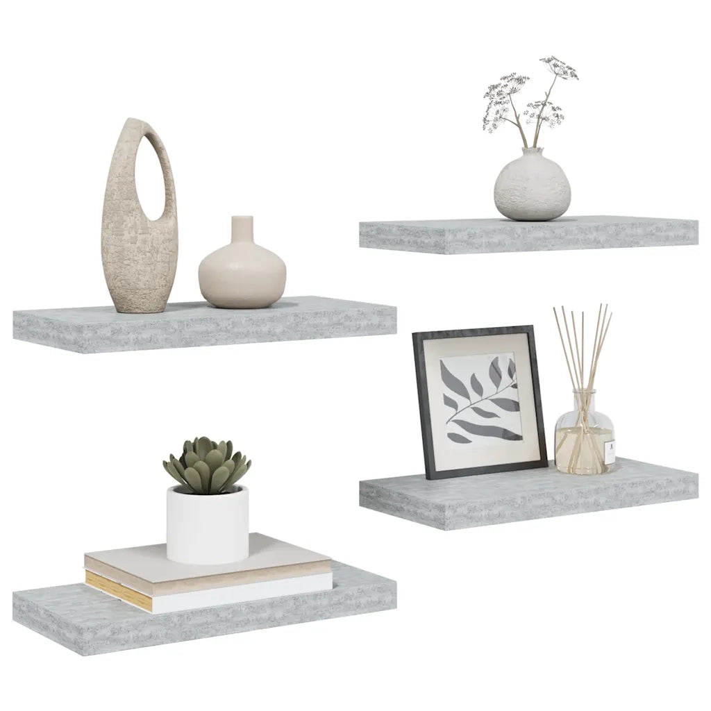 Scaffali a Parete 4 pz Grigio Cemento 50x23x3,8 cm in MDF cod mxl 65700