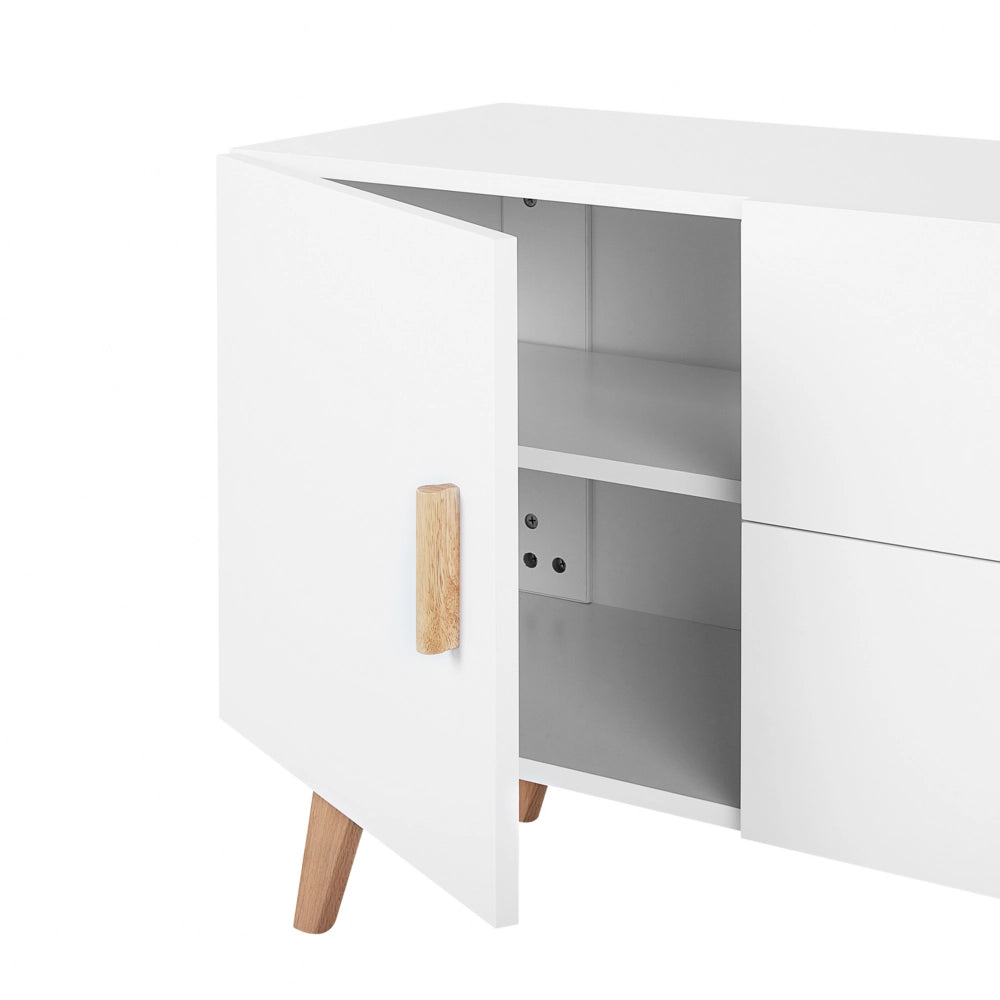Madia credenza Bianca 2 Cassetti 2 Armadi Gambe Rovere Moderno Scandinavo