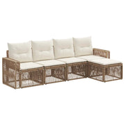 Set Divano da Giardino 5 pcs Beige e Bianco Crema polyrattan 3435111