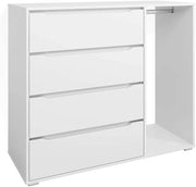 Guardaroba per bambini Ruben, Bianco, 120 x 101.9 cm con 4 cassetti, adatto per riporre abbigliamento e accessori per bambini
