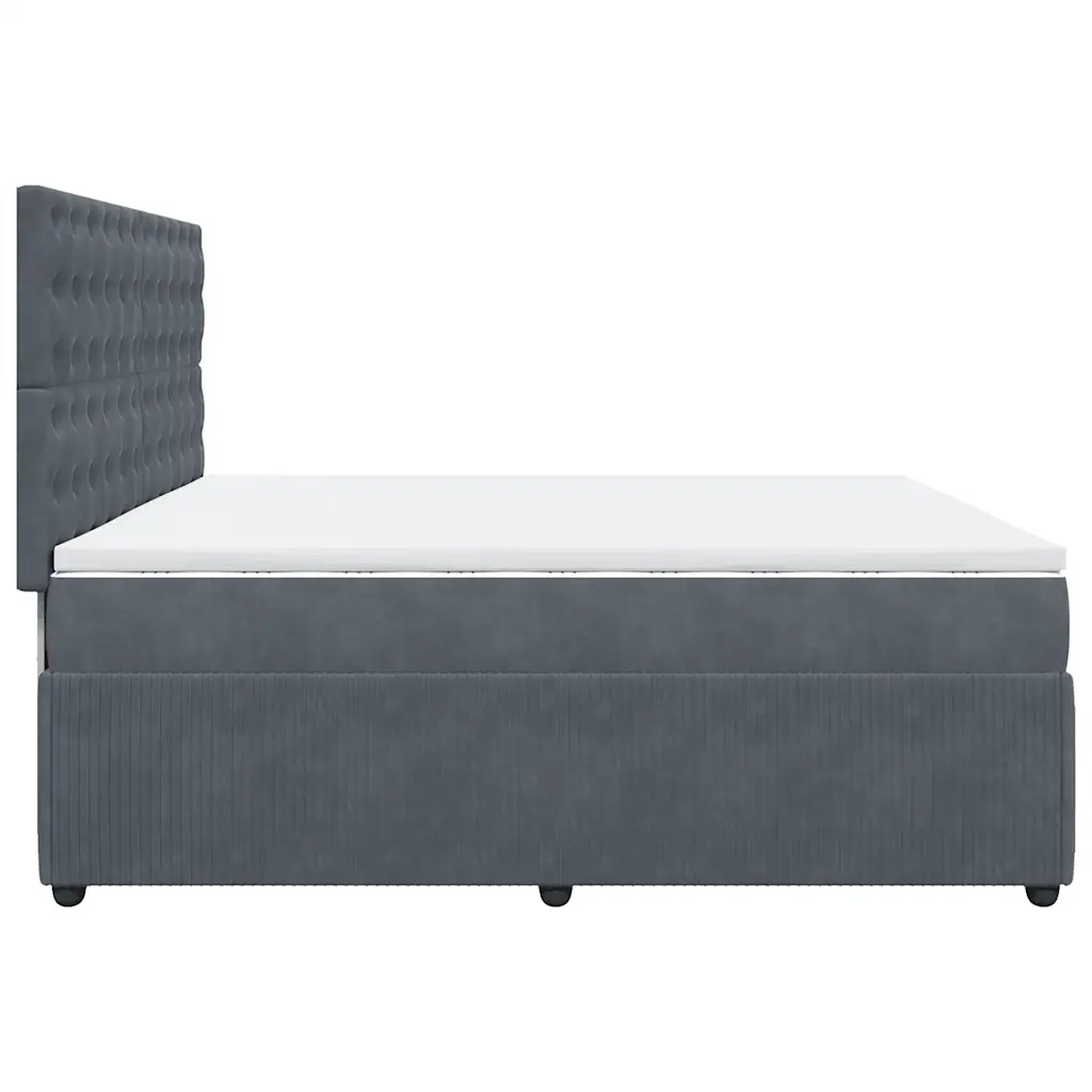 Giroletto a Molle con Materasso Grigio Scuro 200x200 cm Velluto