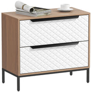 Cassettiera con 2 Cassetti Tessuto Diamante ¨C Zephmum ¨C Naturale e Bianco