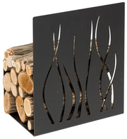 Portalegna da Parete o Appoggio 37x24x32,5 cm Crea Fuoco in Acciaio Verniciato Nero