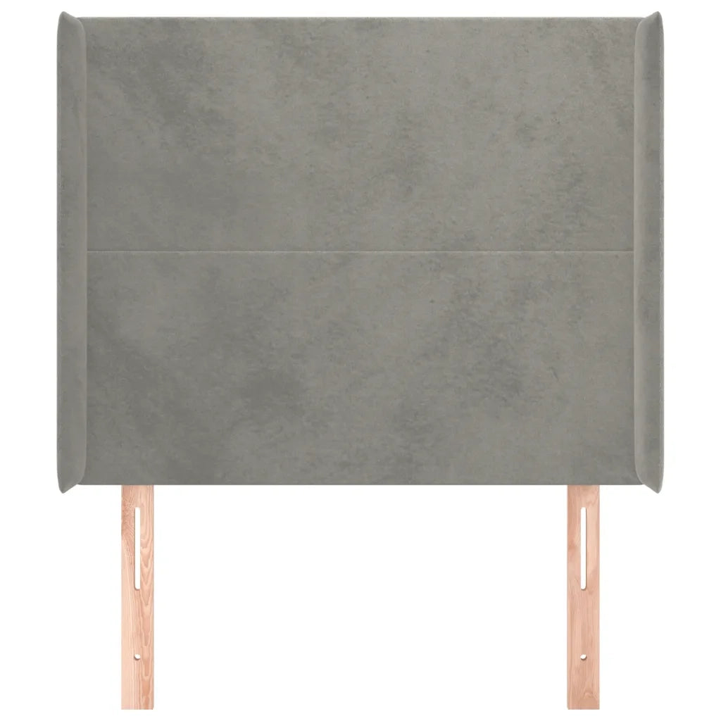 Testiera | Testata ad Orecchio Grigio Chiaro 83x16x118/128 cm in Velluto