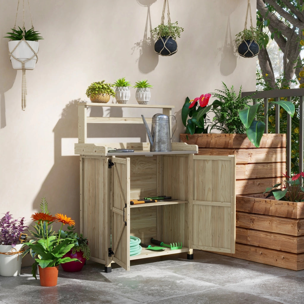 Tavolo da giardino ¨C zephmum ¨C legno naturale 90.5x41x124.5cm
