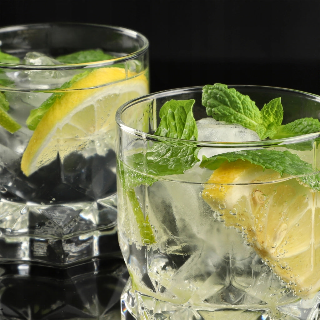 Set di 6 bicchieri KADAX per bevande e succhi di frutta, 325 ml, stile letterario.