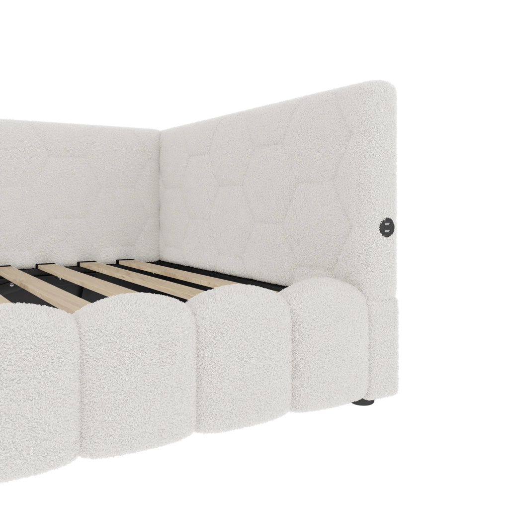 Letto daybed 90x200 cm con contenitore idraulico, USB e luce LED