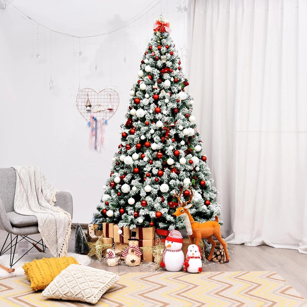 Albero di Natale Innevato 135/180/230 cm, Albero di Natale con 200/250/550 Luci LED Bianche Calde, 400/928/1346 Rami, Base in Metallo, Decorazione Natalizia per Casa e Negozio (230 cm)