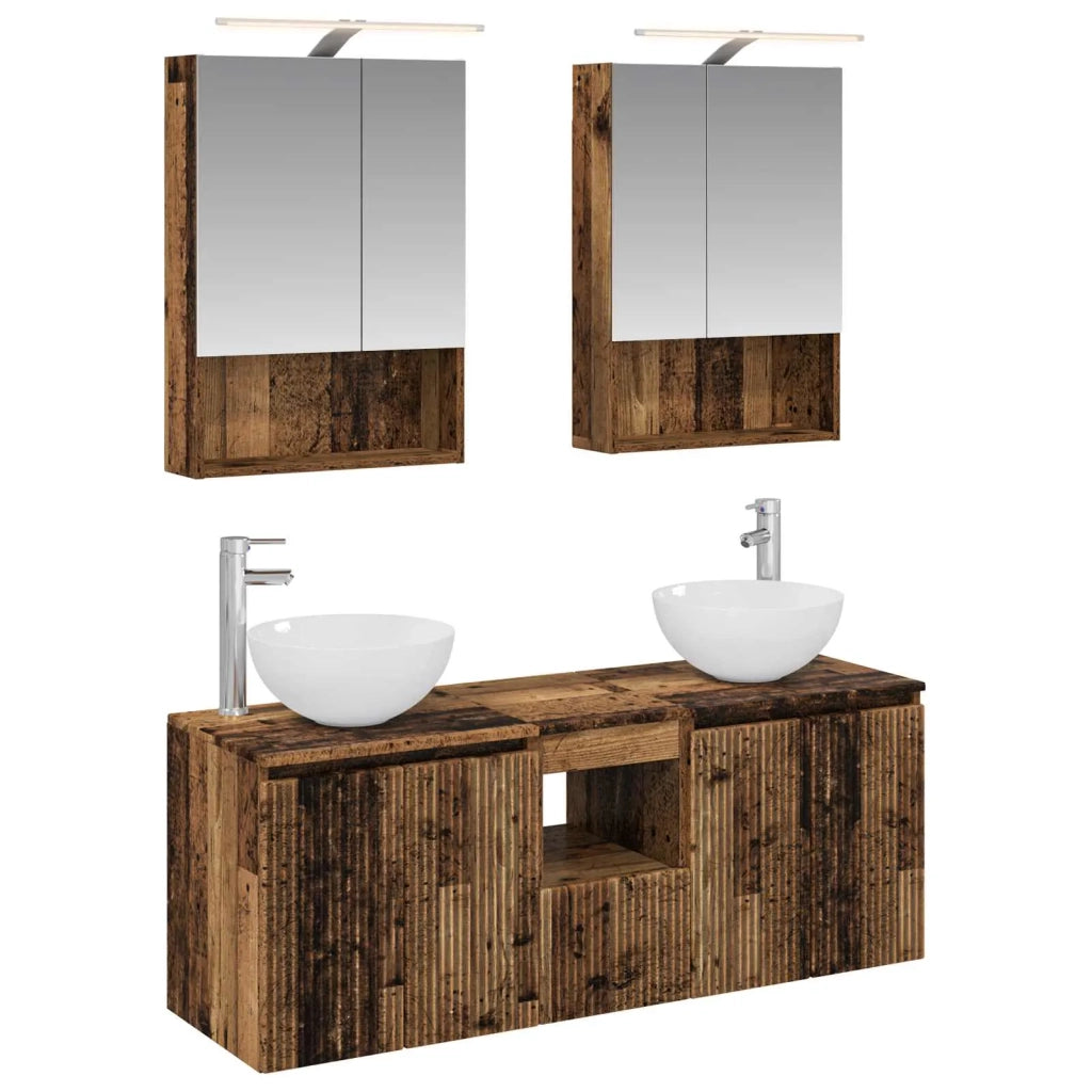 Set di Armadi da Bagno 5 pcs Legno antico 50 x 14,5 x 70 cm 3406365