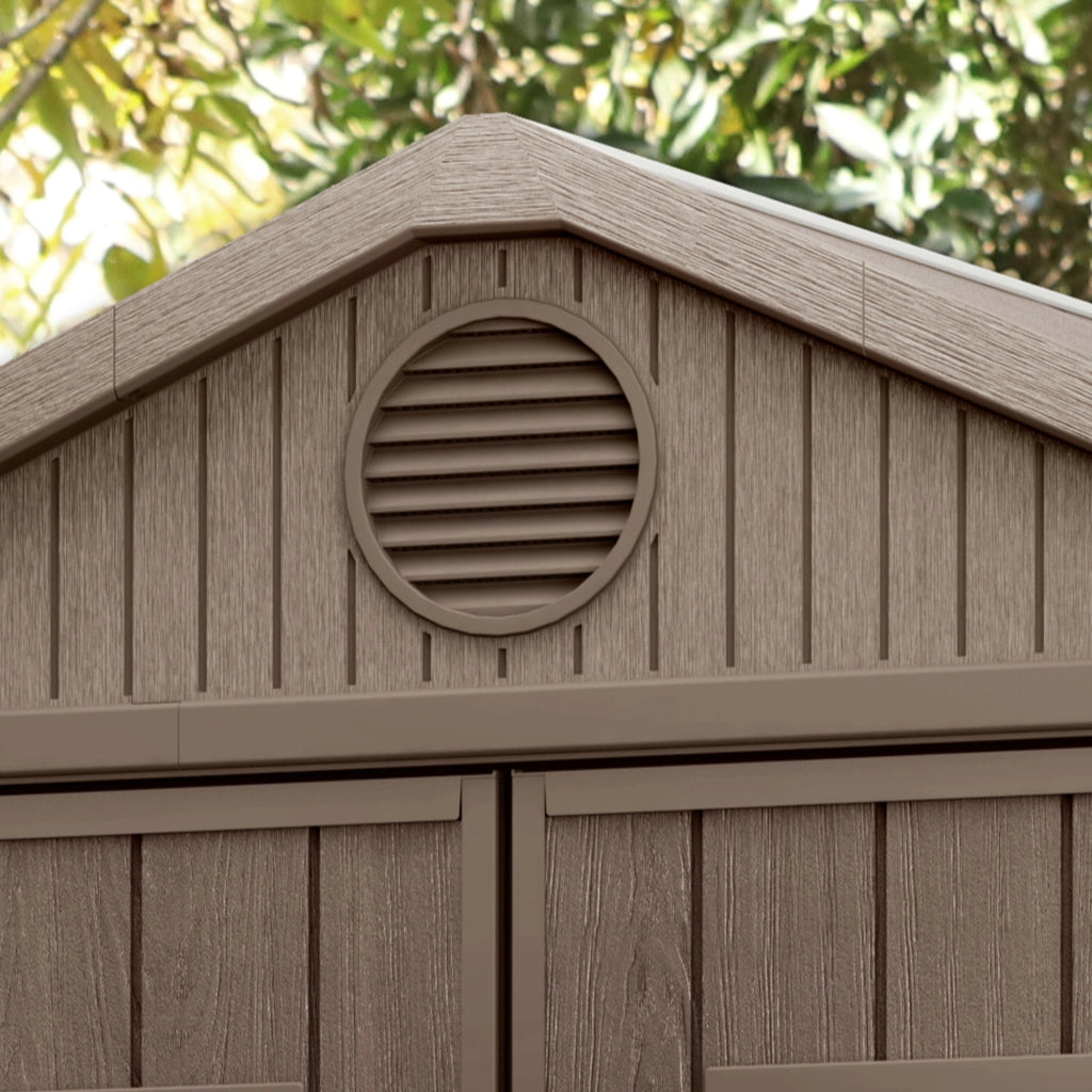 Darwin 6x4 - Casetta da Giardino 190x221x122 cm 2 Ante a per deposito attrezzi finitura effetto legno Evotech+ in Resina Marrone