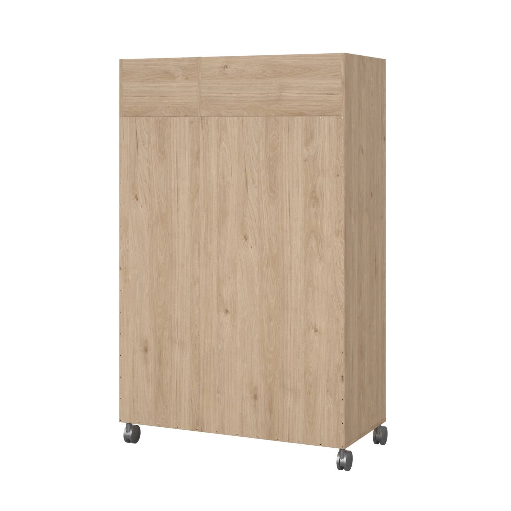 Guardaroba grande Alfango, Mobile camera da letto, Cabina armadio portabiti, Armadio appendiabiti, 100x48 h160 cm, Rovere e Beige